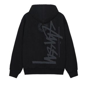 Stussy Basic Black Zip Hoodie NWT Streetwear Logo Full Zip Jacket Men L